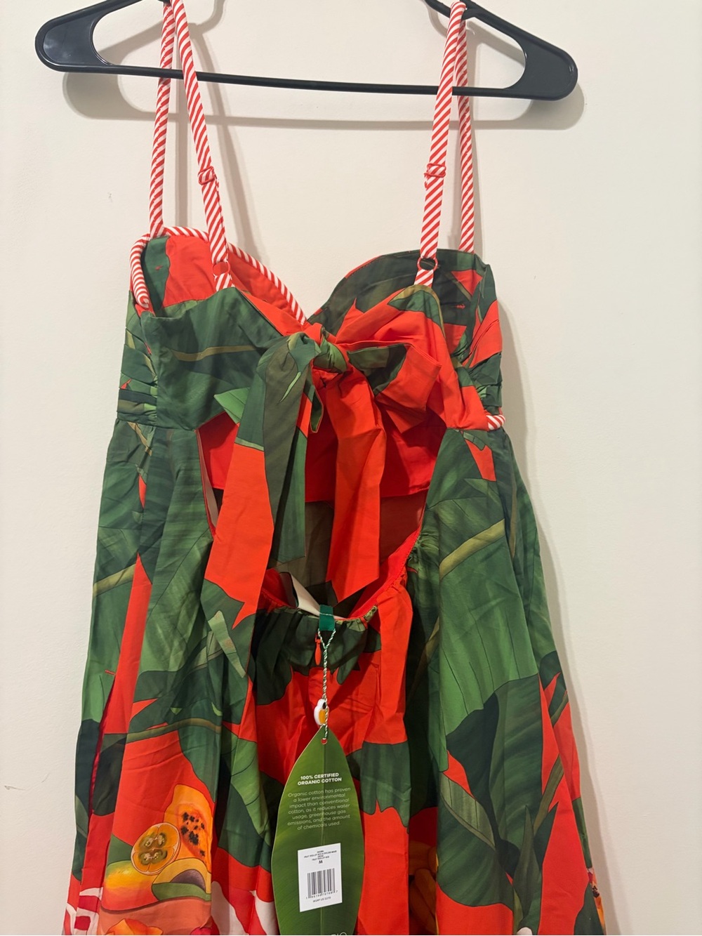 FARM Rio Red and Green Tropical Print Fruit Trolley with Rope Tie Maxi Dress - Picture 11 of 12